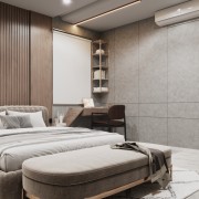 Light Gray Panneling With Bedroom